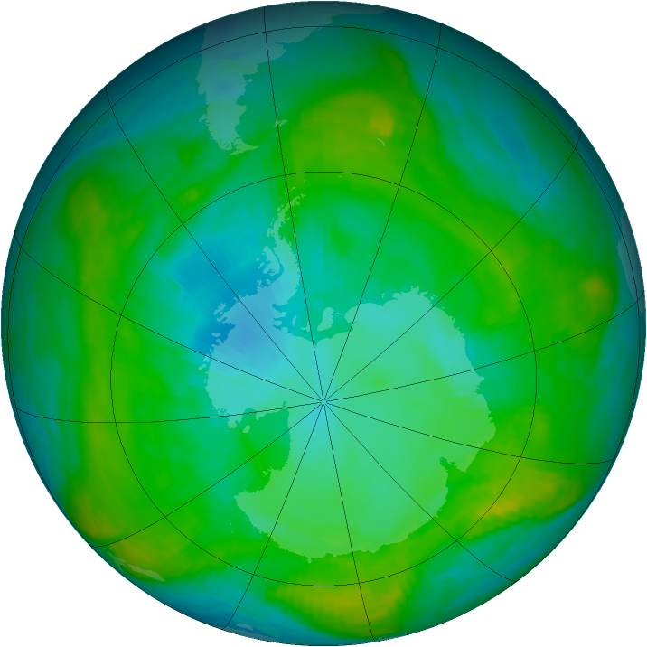 Antarctic ozone map for 24 January 1982